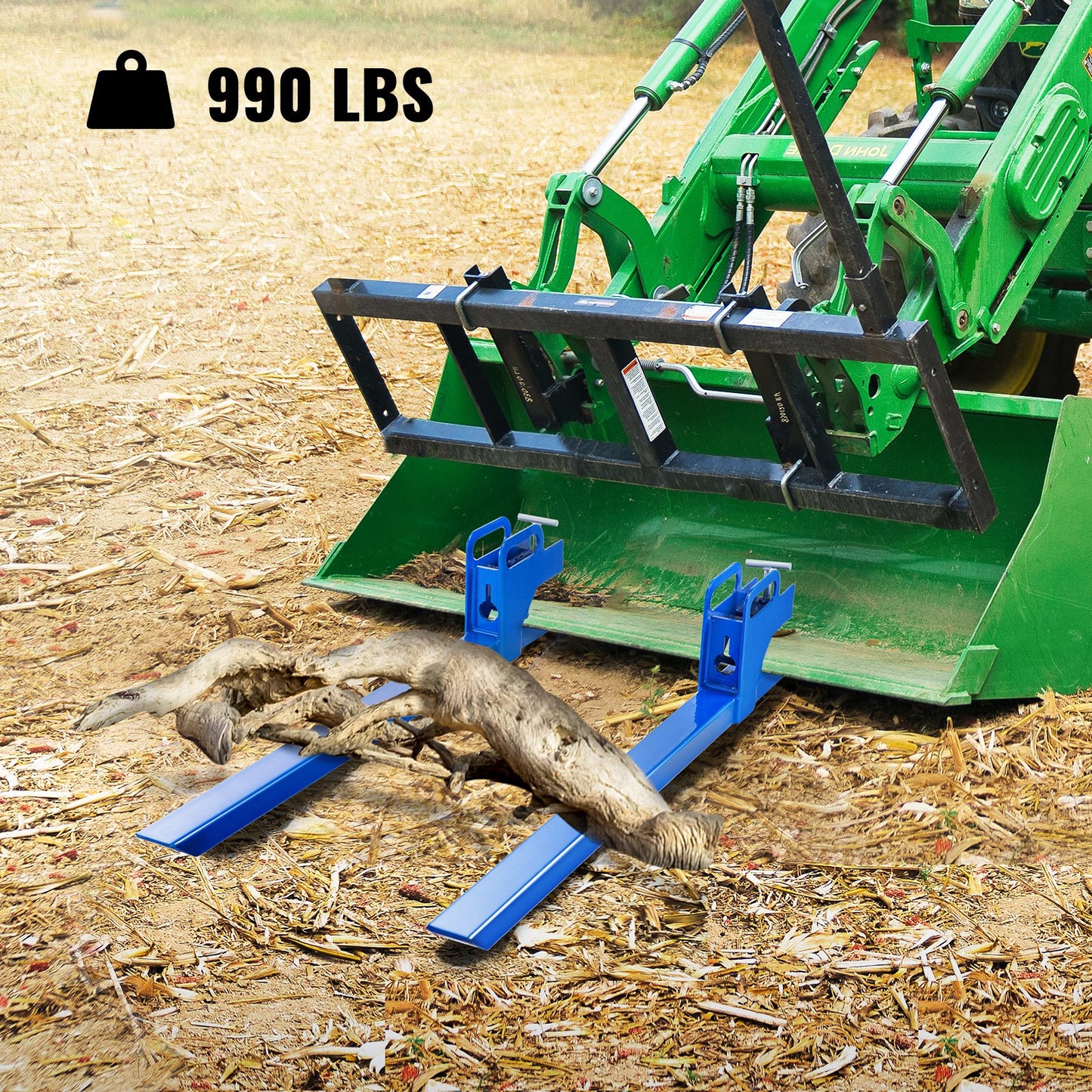 VEVOR Clamp On Pallet Forks 50inch Length, Tractor Bucket Forks 990lbs Lifting Capacity,