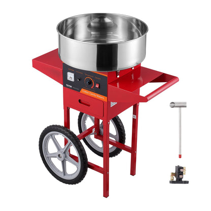 Electric Cotton Candy Maker with Cart, 1000W, Stainless Steel, Red, 15 kg