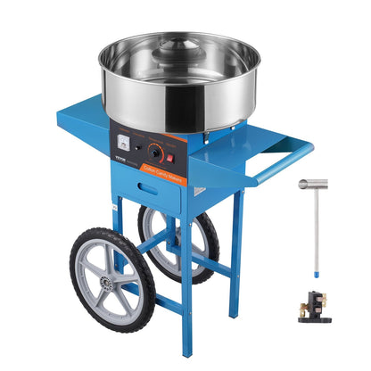 Electric Cotton Candy Maker with Cart, 1000W, Stainless Steel, 15 kg, Blue