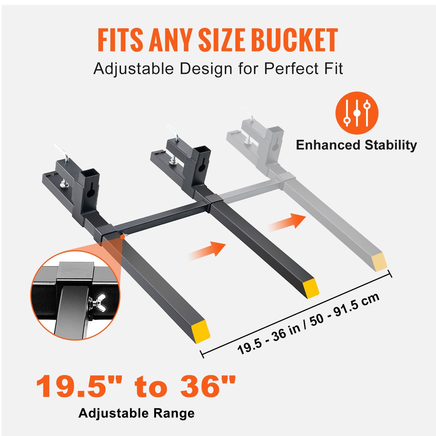 VEVOR Clamp On Pallet Forks 2000lbs Tractor Forks 43" Adjustable Bucket Forks