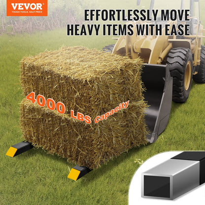 Heavy-Duty Tractor Pallet Forks, 1814 kg Capacity, 1.5 Meter Length, Adjustable Bar