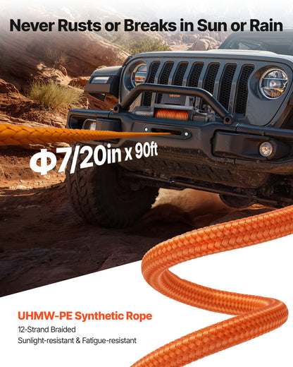 Electric Winch, 4500 kg Load Capacity, 12V DC Truck Winch with Φ8.9 mm x 27.4 m Synthetic Rope, Wireless & Wired Remote Control, IP67 Waterproof for Towing Off-Road SUV Jeep Trailer Boat