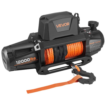 Electric Winch, 5400 kg Load Capacity, 12V DC Truck Winch with Φ9.5 mm x 28 m Synthetic Rope, Wireless & Wired Remote Control, IP67 Waterproof for Towing Off-Road SUV Jeep Trailer Boat