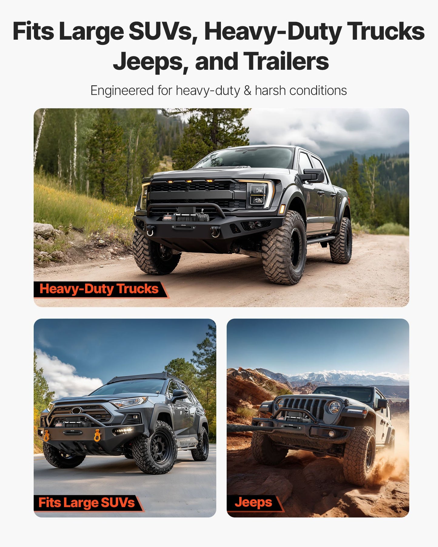 Electric Winch, 6100 kg Load Capacity, 12V DC Truck Winch with Φ9.5 mm x 26 m Synthetic Rope, Wireless & Wired Remote Control, IP55 Waterproof for Towing Off-Road SUV Jeep Trailer Boat