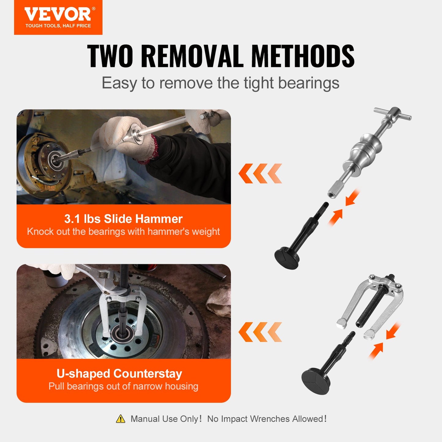 VEVOR Blind Hole Collet Bearing Race and Seal Puller Extractor Kit, Slide Hammer