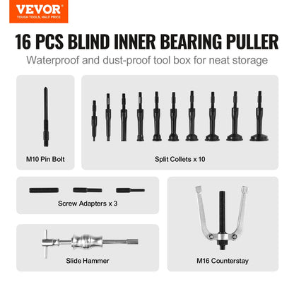 VEVOR Blind Hole Collet Bearing Race and Seal Puller Extractor Kit, Slide Hammer