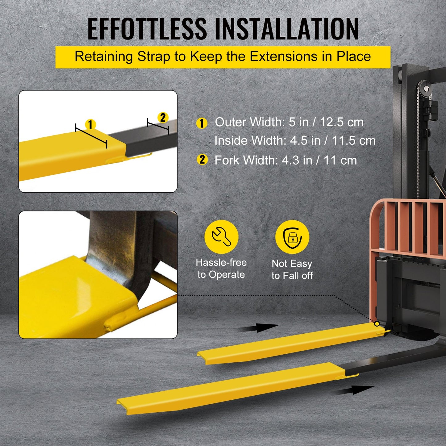 VEVOR Pallet Forks Extensions Steel Pallet Forks 152 cm x 11.5 cm Heavy Duty Pallet