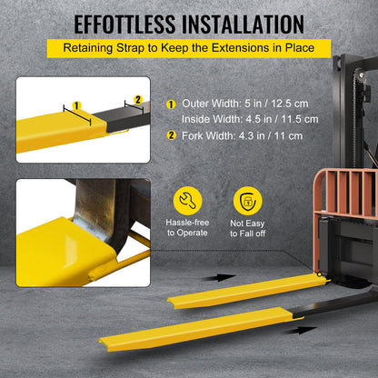VEVOR Pallet Forks Extensions Steel Pallet Forks 152 cm x 11.5 cm Heavy Duty Pallet