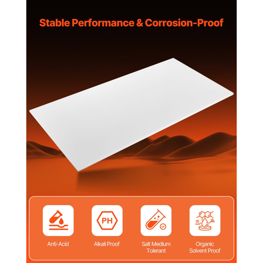 VEVOR 1-Pack HDPE Plastic Sheet Board 610 x 1219 mm Plastic Panel 13 mm Thick