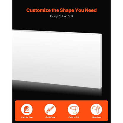 VEVOR 1-Pack HDPE Plastic Sheet Board 610 x 1219 mm Plastic Panel 13 mm Thick