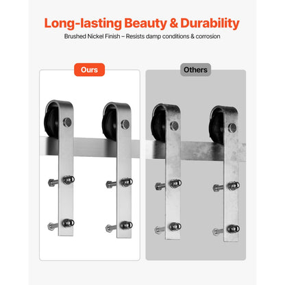 VEVOR 2440mm Sliding Barn Door Hardware Kit for Single Sliding Barn Door Silver