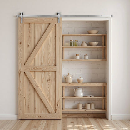 VEVOR 2440mm Sliding Barn Door Hardware Kit for Single Sliding Barn Door Silver