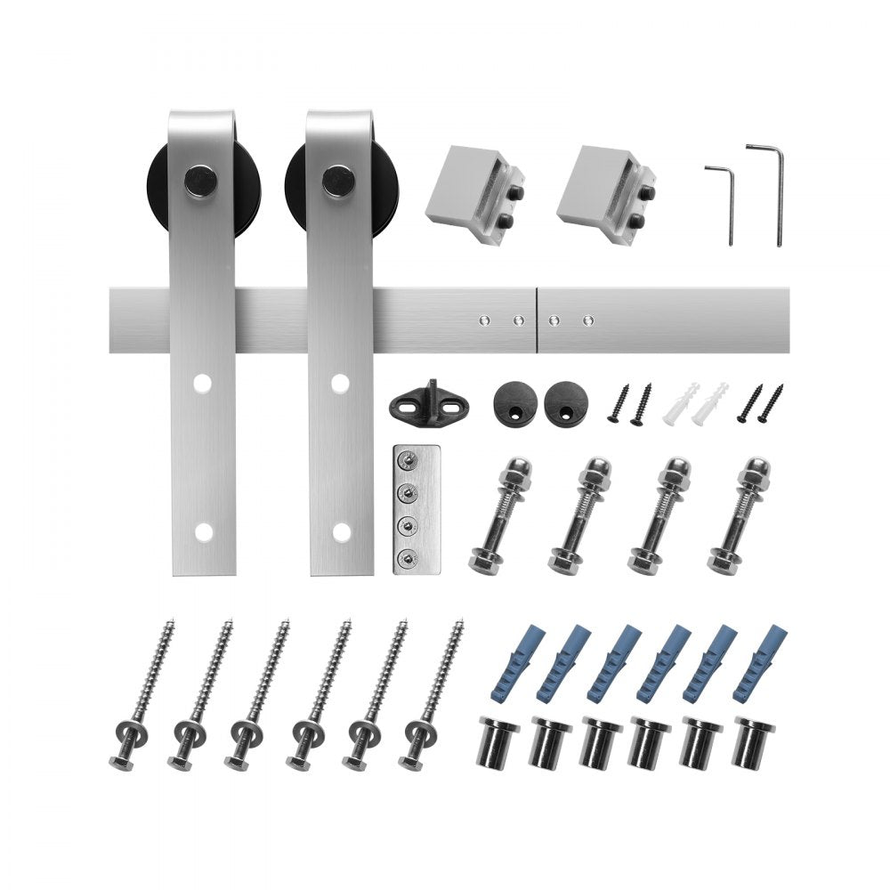 VEVOR 2440mm Sliding Barn Door Hardware Kit for Single Sliding Barn Door Silver