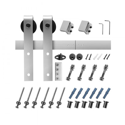 VEVOR 2440mm Sliding Barn Door Hardware Kit for Single Sliding Barn Door Silver