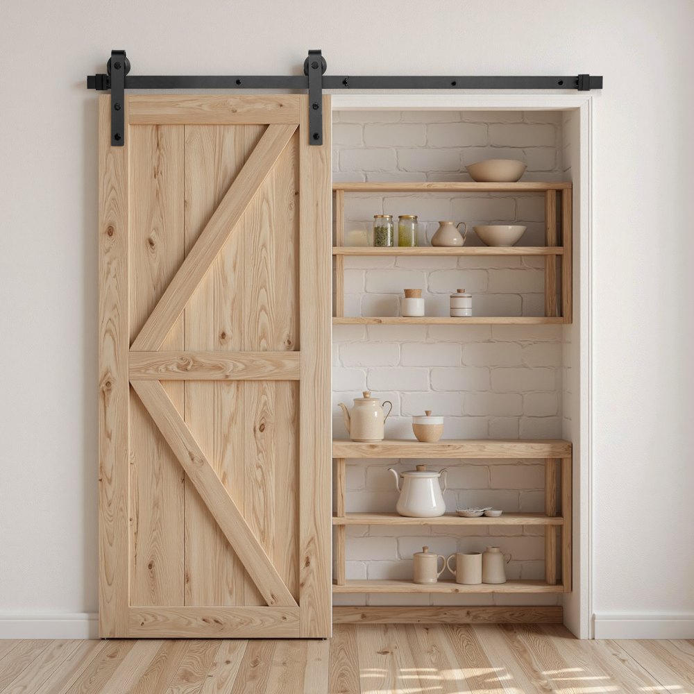 1500 mm Sliding Barn Door Hardware Kit for Single Sliding Barn Door Black