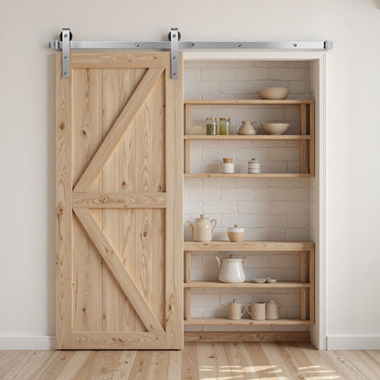 VEVOR 1500mm Sliding Barn Door Hardware Kit for Single Sliding Barn Door Silver