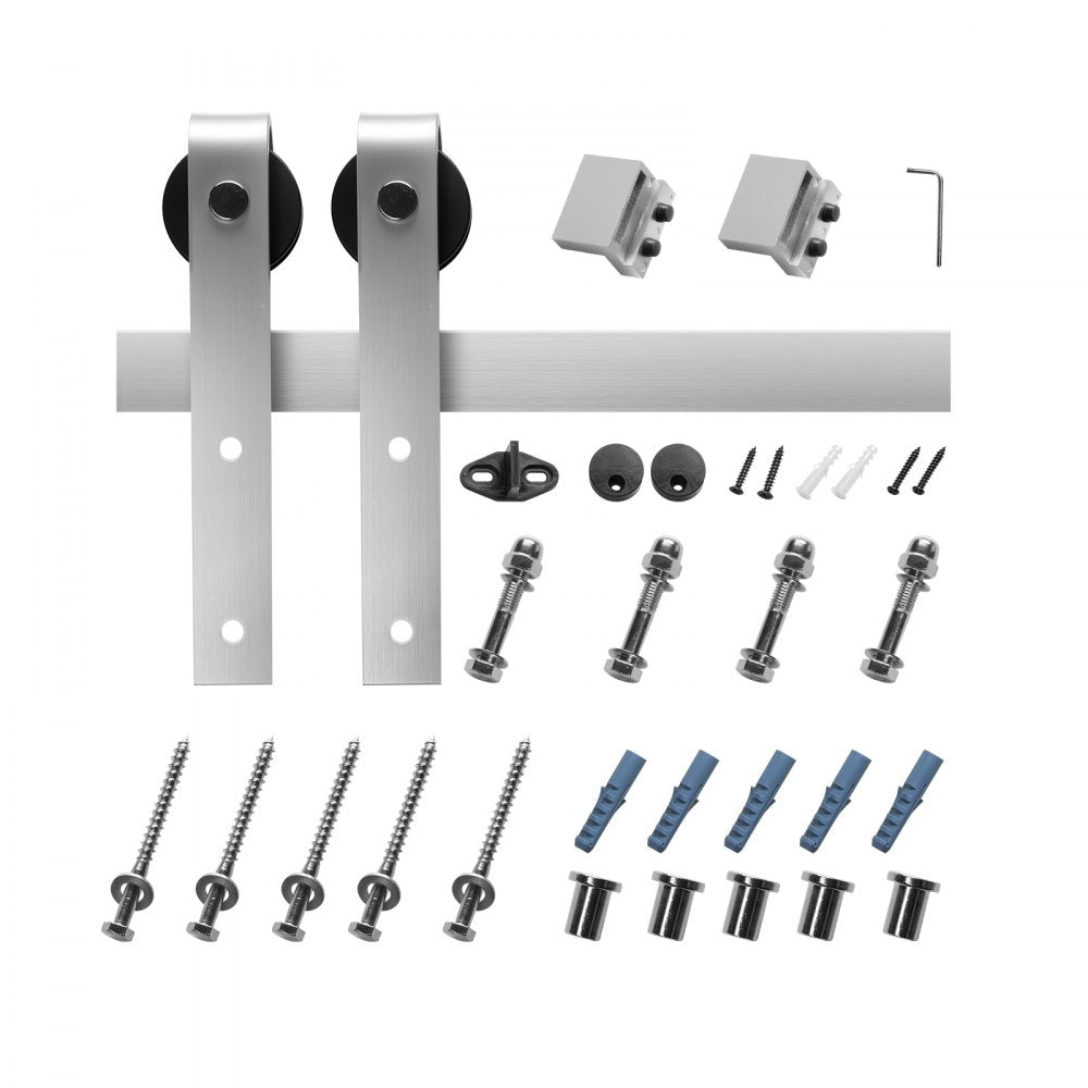 VEVOR 1500mm Sliding Barn Door Hardware Kit for Single Sliding Barn Door Silver