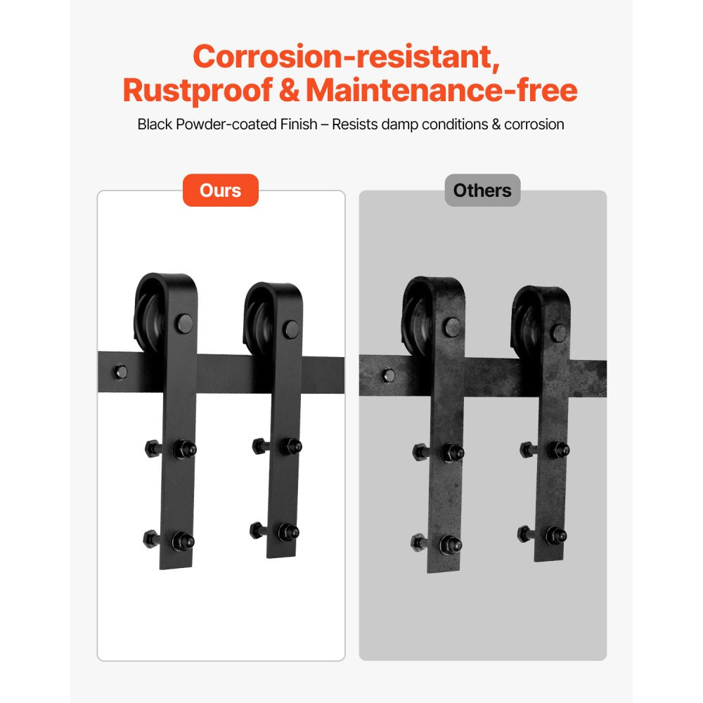 2000 mm Sliding Barn Door Hardware Kit for Single Sliding Barn Door Black