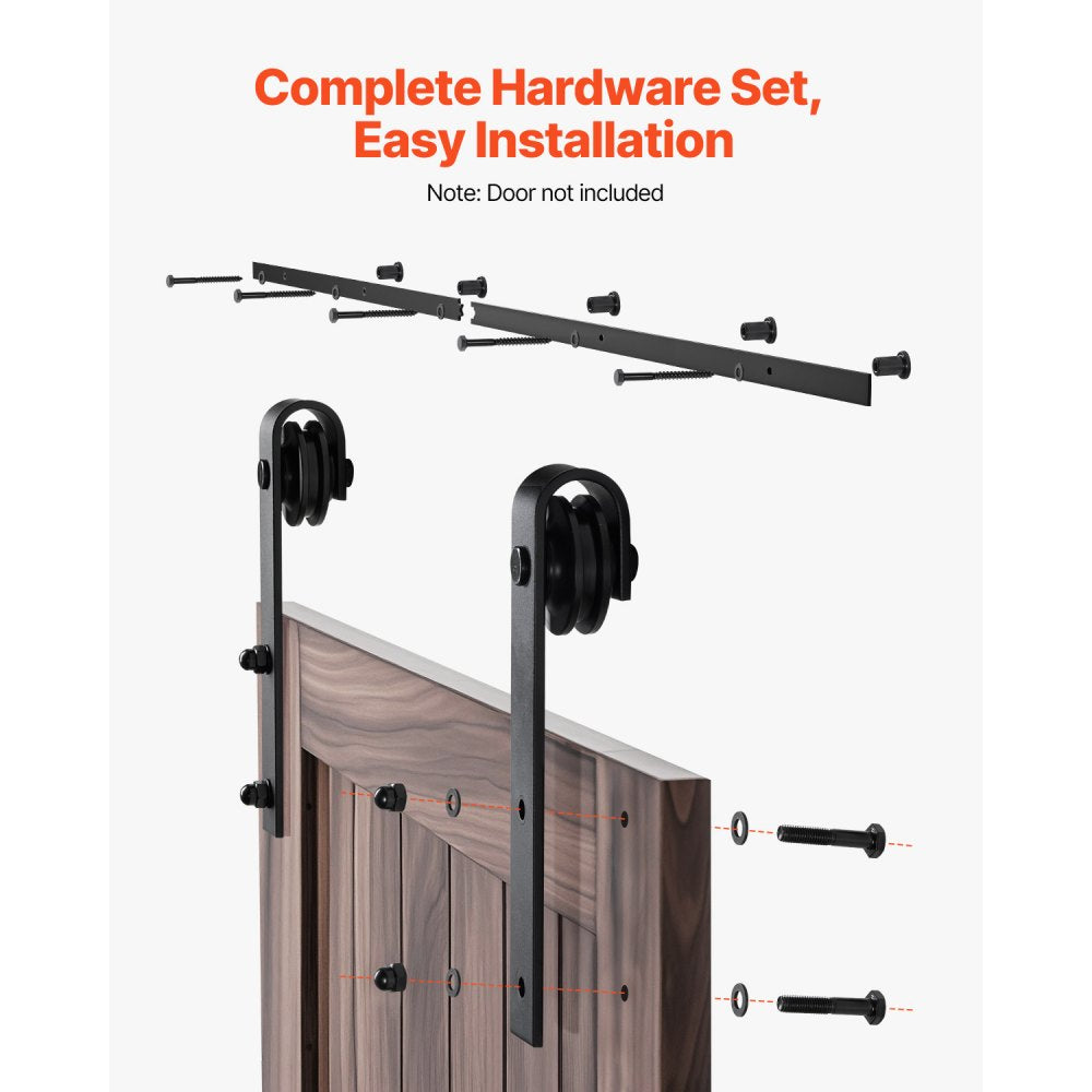 2000 mm Sliding Barn Door Hardware Kit for Single Sliding Barn Door Black