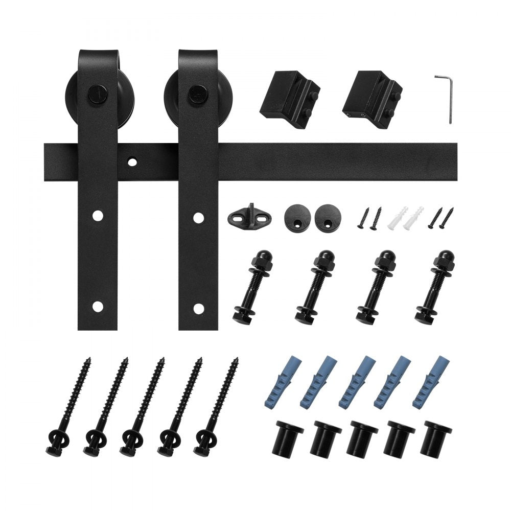 2000 mm Sliding Barn Door Hardware Kit for Single Sliding Barn Door Black