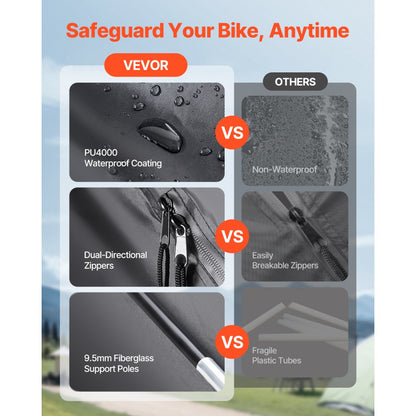 VEVOR Outdoor Bike Storage Tent Spacious Waterproof Bike Tent for 1 to 2 Bikes