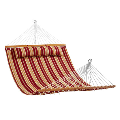 Double Quilted Hammock with Hardwood Bars, 3.7m Length, 217kg Capacity
