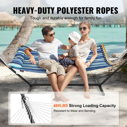 VEVOR Two Person Hammock with Stand Included, Double Hammock with Curved Spreader