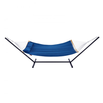VEVOR Two Person Hammock with Stand Included, Double Hammock with Curved Spreader Bar and Detachable Pillow and Portable Carrying Bag, Perfect for Outdoor Freestanding Hammock, 480lb Capacity