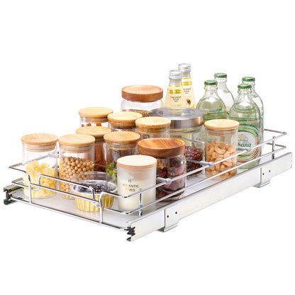Under Sink Pull-Out Organizer, 0.28 x 0.53m, Chrome Wire Basket, 13kg Capacity