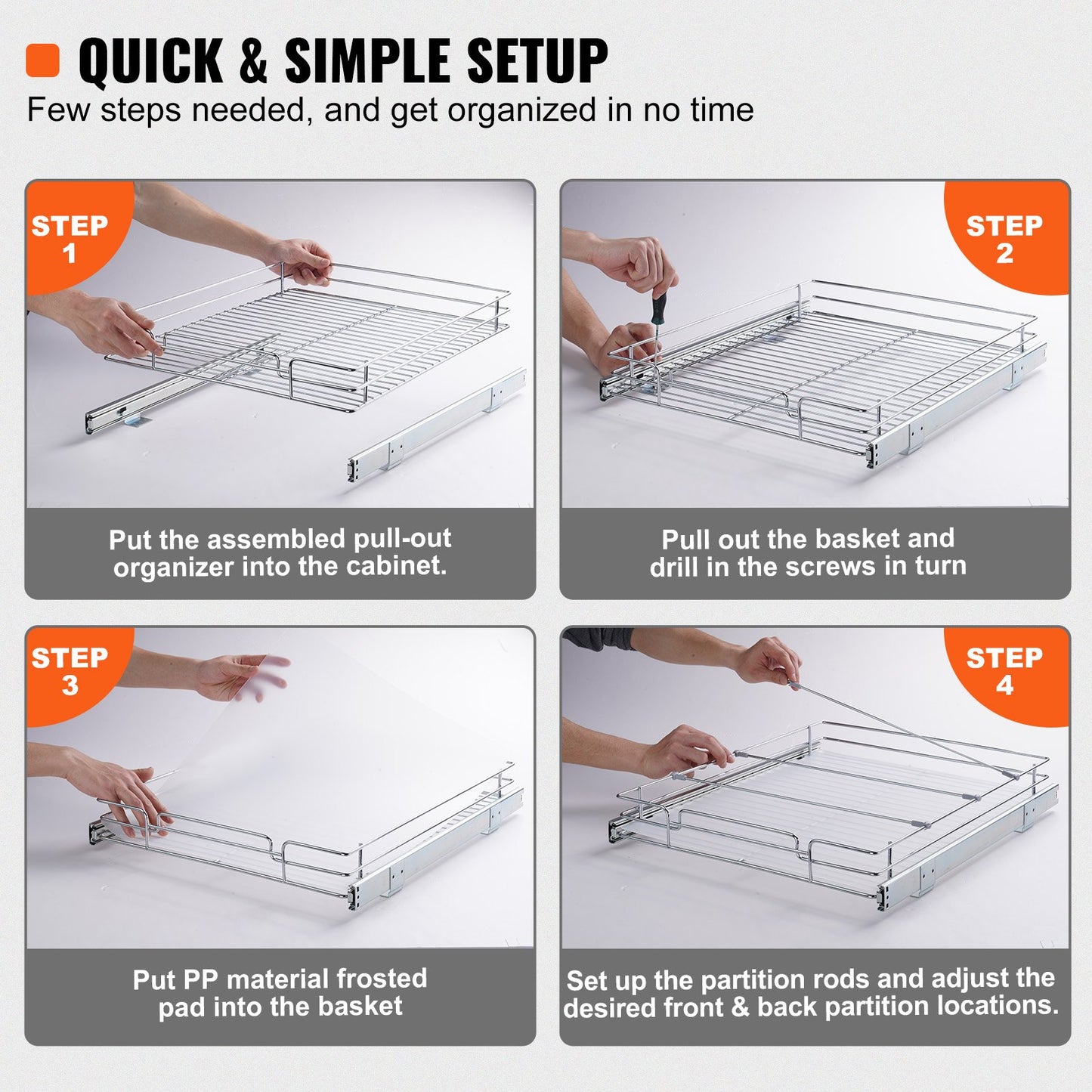 VEVOR 17"W x 21"D Pull Out Cabinet Organizer, Heavy Duty Slide Out Pantry Shelves,