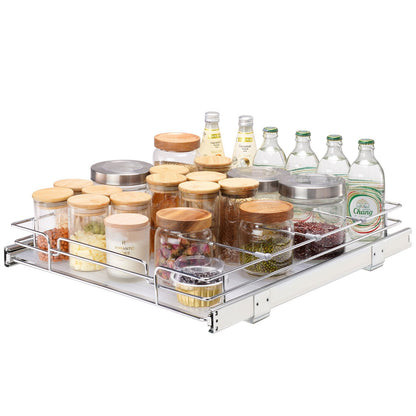 Heavy Duty Slide-Out Cabinet Organizer, 0.43m x 0.53m, Chrome-Plated Steel