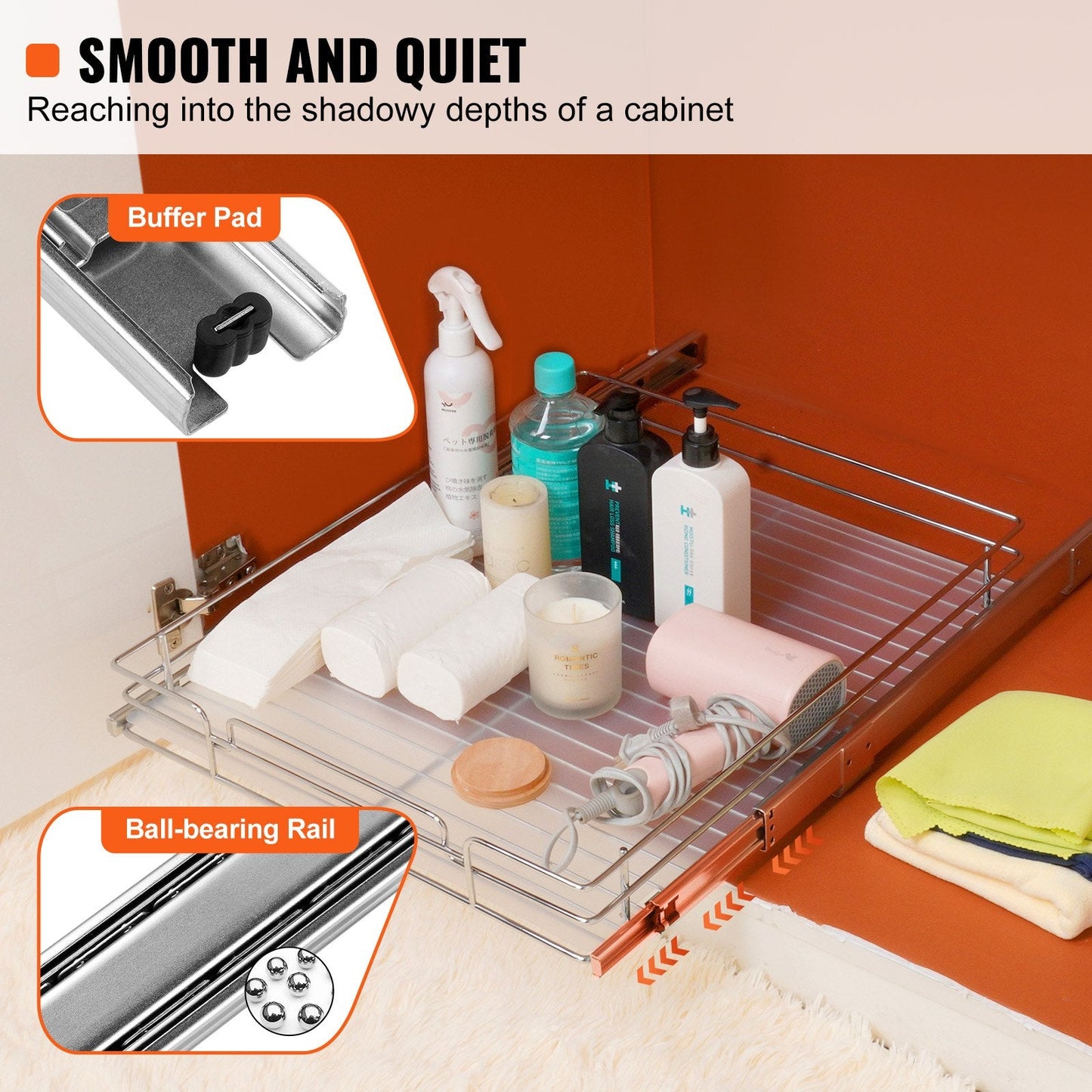 Pull-Out Under Sink Organizer, 0.5 x 0.53m Wire Drawer Basket, 13kg Capacity