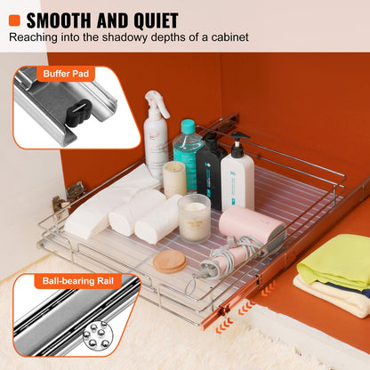 Pull-Out Under Sink Organizer, 0.5 x 0.53m Wire Drawer Basket, 13kg Capacity
