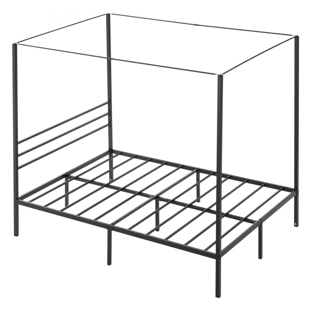 Full Size Canopy Bed Frame Metal Canopy Bed with Four Posters Black