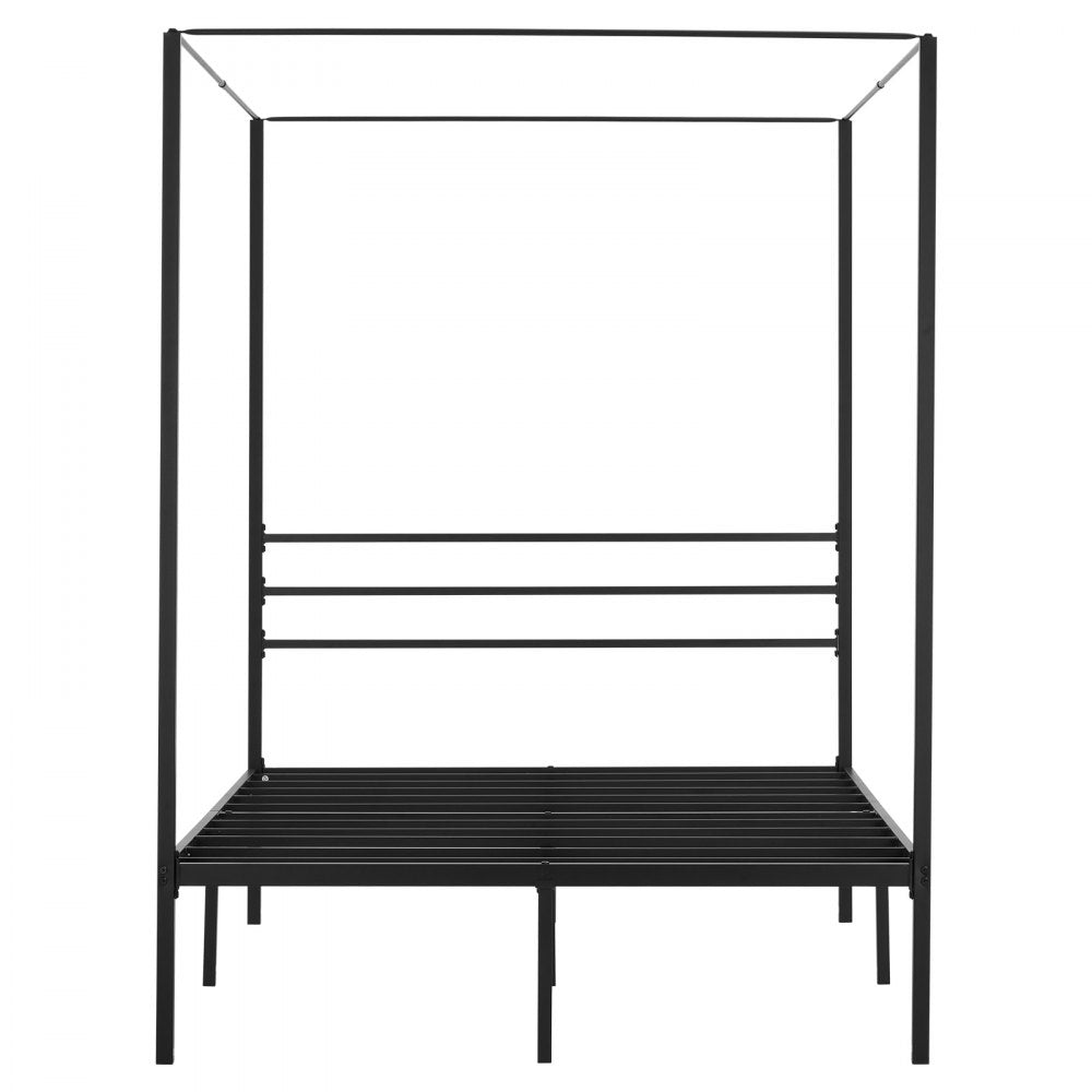 Full Size Canopy Bed Frame Metal Canopy Bed with Four Posters Black