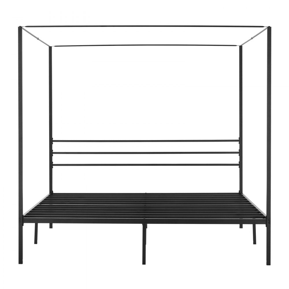 King Size Canopy Bed Frame Metal Canopy Bed with Four Posters Black