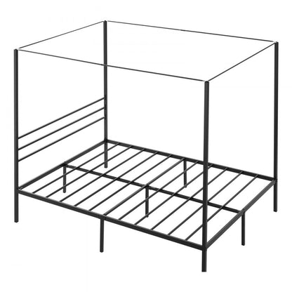 Queen Size Canopy Bed Frame Metal Canopy Bed with Four Posters Black
