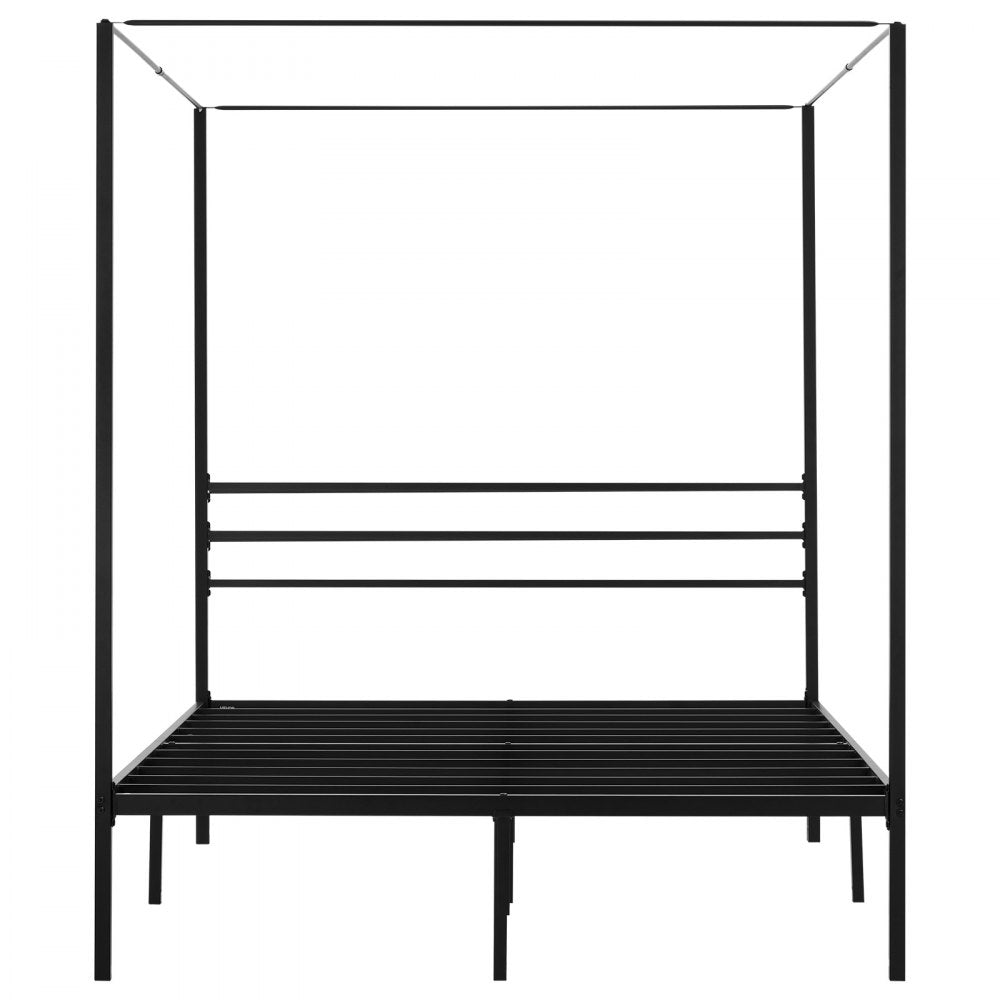 Queen Size Canopy Bed Frame Metal Canopy Bed with Four Posters Black
