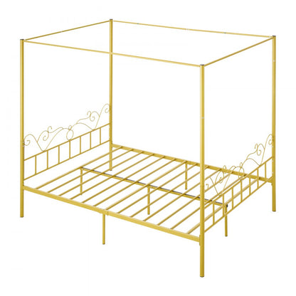 Queen Size Canopy Bed Frame Metal Canopy Bed with Headboard & Four Posters