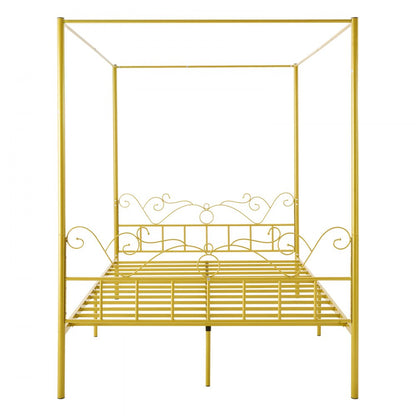 Queen Size Canopy Bed Frame Metal Canopy Bed with Headboard & Four Posters