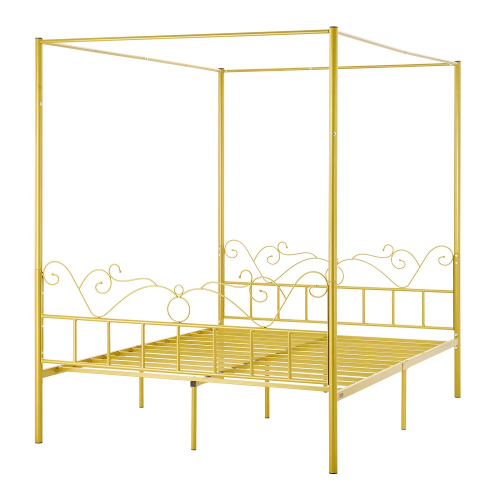 Queen Size Canopy Bed Frame Metal Canopy Bed with Headboard & Four Posters