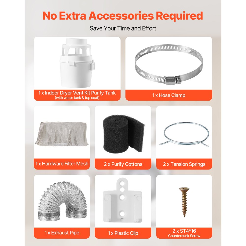 VEVOR 3 in 1 Indoor Dryer Vent Kit with Bucket for Electric Dryer 150cm Hose