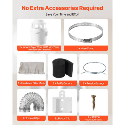 VEVOR 3 in 1 Indoor Dryer Vent Kit with Bucket for Electric Dryer 150cm Hose