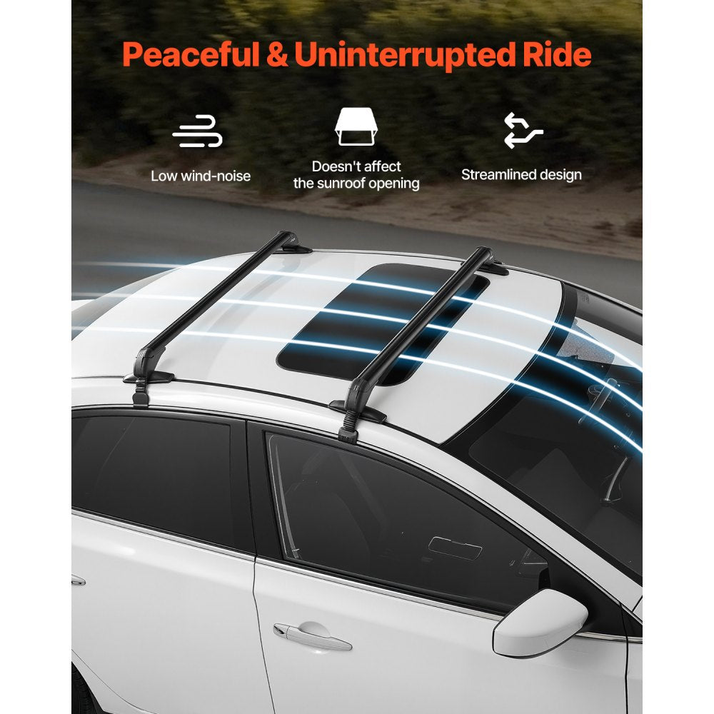 VEVOR Lockable Roof Rack Cross Bars 165lb Capacity Universal Fit for Naked Roofs