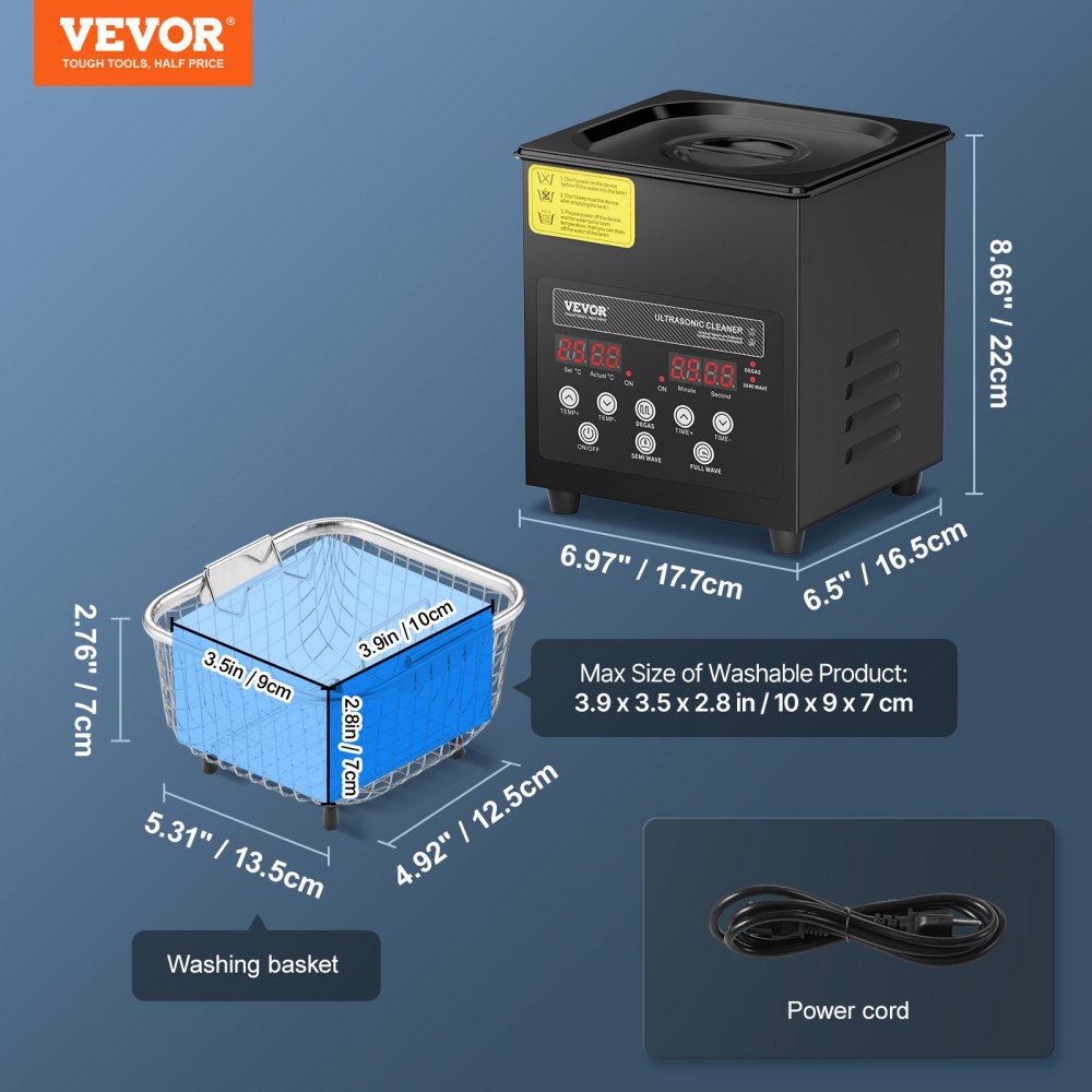 2L Ultra Sonic Cleaner Cleaning Machine with Basket Heater and Timer 60W