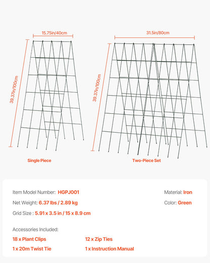 VEVOR A-Frame Cucumber Trellis 39"  x 32" Foldable Metal Garden Trellis