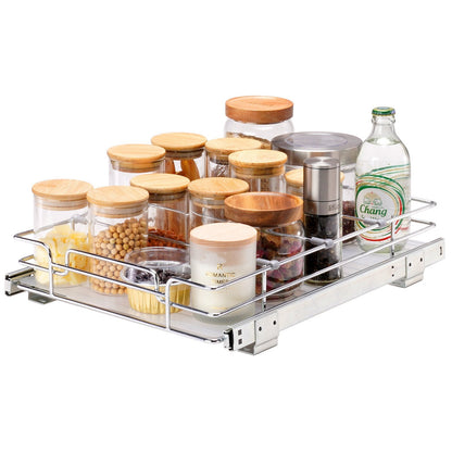 Under Sink Pull-Out Organizer, 29.2 x 41.9 cm, Chrome Wire Basket, 13 kg Capacity