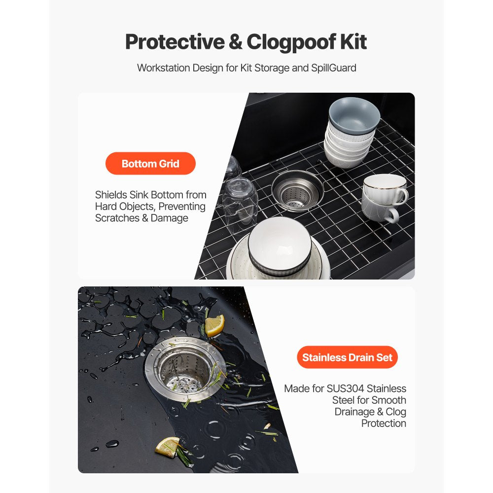 84 cm Granite Kitchen Sink Top Mount Single Bowl Drop-In Basin for RV Bar