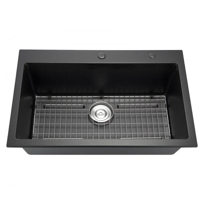 84 cm Granite Kitchen Sink Top Mount Single Bowl Drop-In Basin for RV Bar