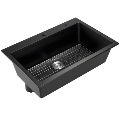 84 cm Granite Kitchen Sink Top Mount Single Bowl Drop-In Basin for RV Bar
